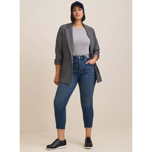 Torrid Studio Luxe Long Line Blazer Jacket Size 6 6X (30) Gray Career Office - Picture 4 of 10